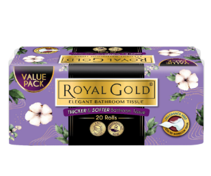 Loose 20 Roll x 210 Sheets Royal Gold Elegant Bathroom Tissue